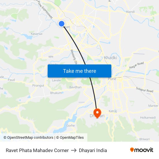 Ravet Phata Mahadev Corner to Dhayari India map