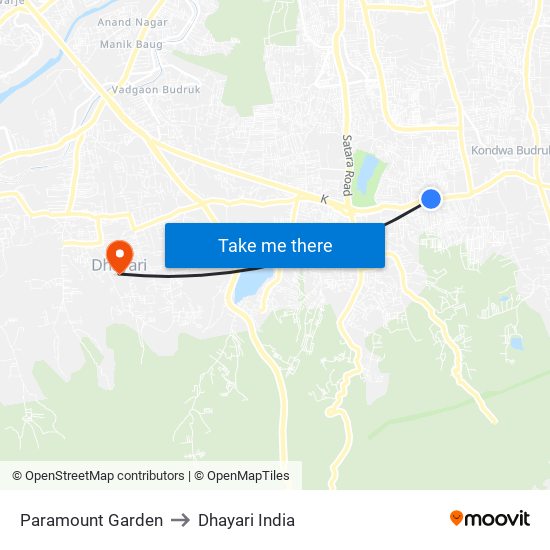 Paramount Garden to Dhayari India map