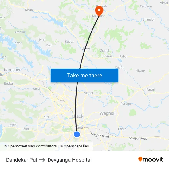 Dandekar Bridge to Devganga Hospital map