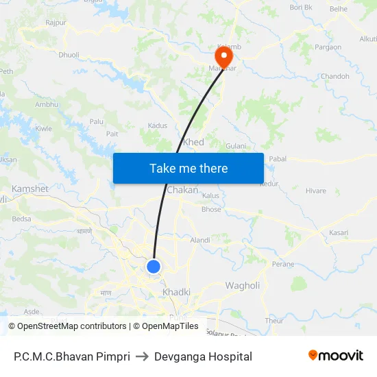 Pimpri Ma.Na.Pa Bhavan to Devganga Hospital map