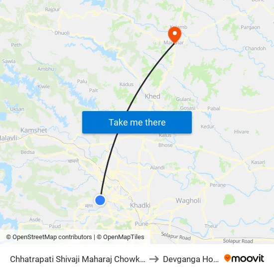 Shivaji Maharaj Chowk Hinjawadi to Devganga Hospital map
