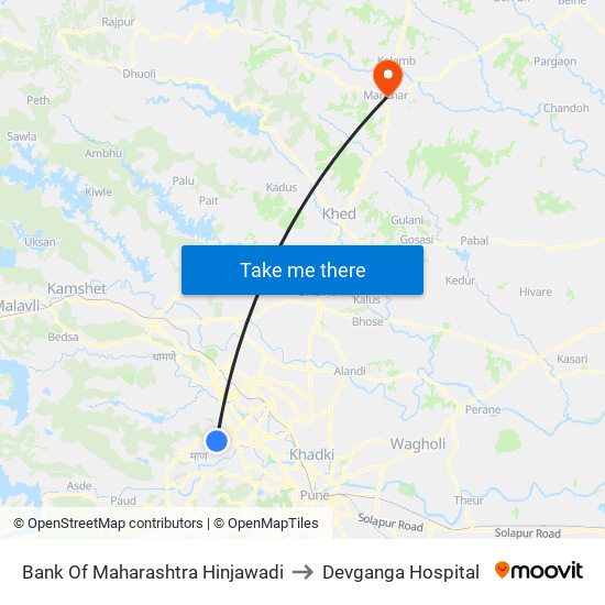 Bank Of Maharashtra Hinjawadi to Devganga Hospital map