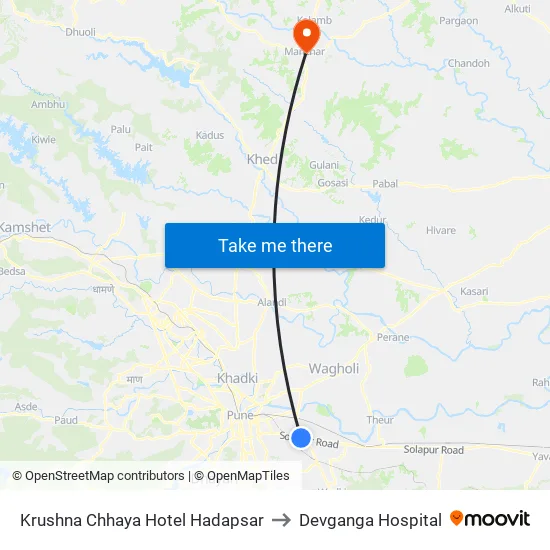 Krishna Chhaya Hotel to Devganga Hospital map