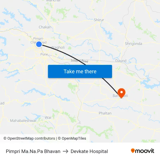 Pimpri Ma.Na.Pa Bhavan to Devkate Hospital map