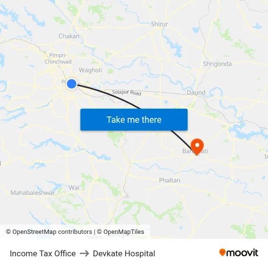 Income Tax Office to Devkate Hospital map