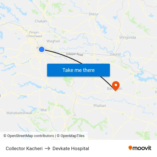 Collector Kacheri to Devkate Hospital map