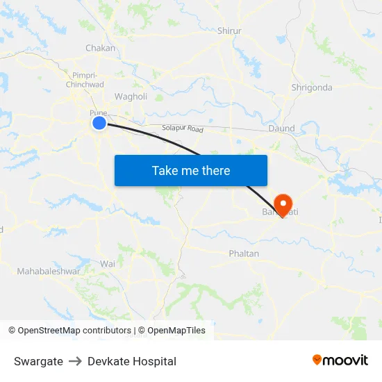 Swargate to Devkate Hospital map