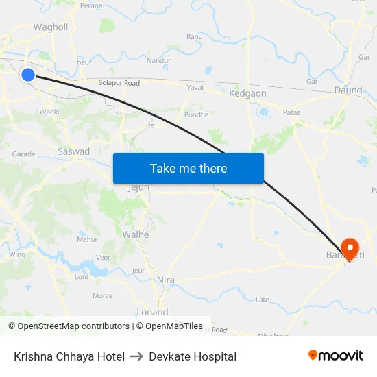 Krishna Chhaya Hotel to Devkate Hospital map