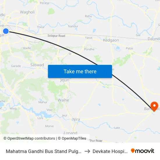 Mahatma Gandhi Bus Stand Pulgate to Devkate Hospital map