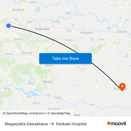 Magarpatta Dawakhana to Devkate Hospital map