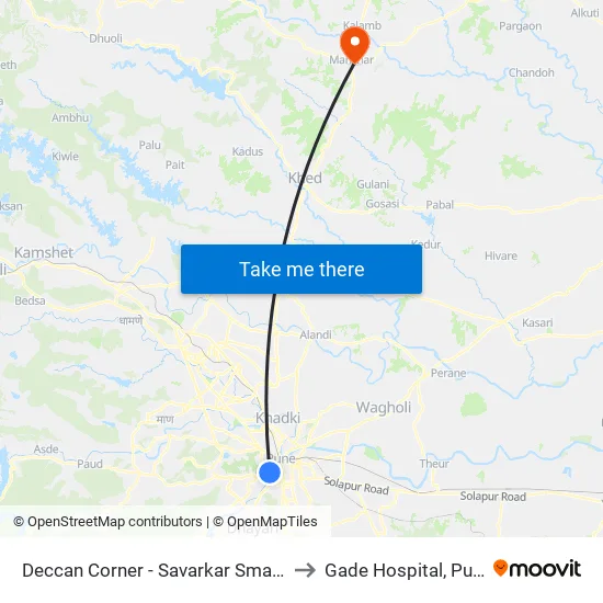 Deccan Corner to Gade Hospital, Pune map