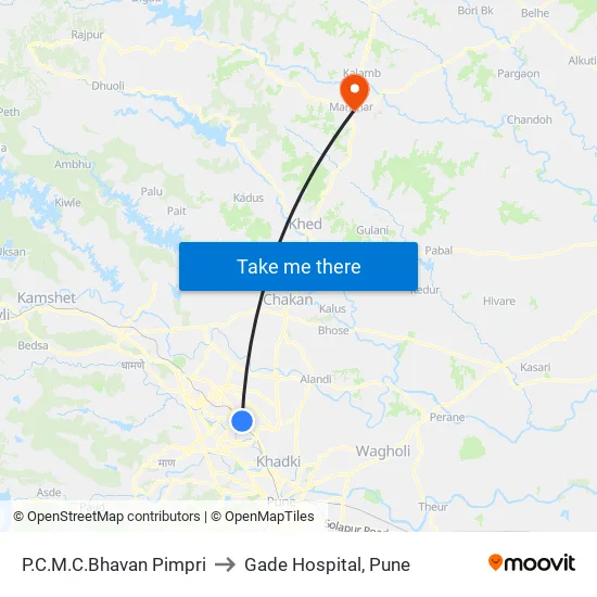 Pimpri Ma.Na.Pa Bhavan to Gade Hospital, Pune map