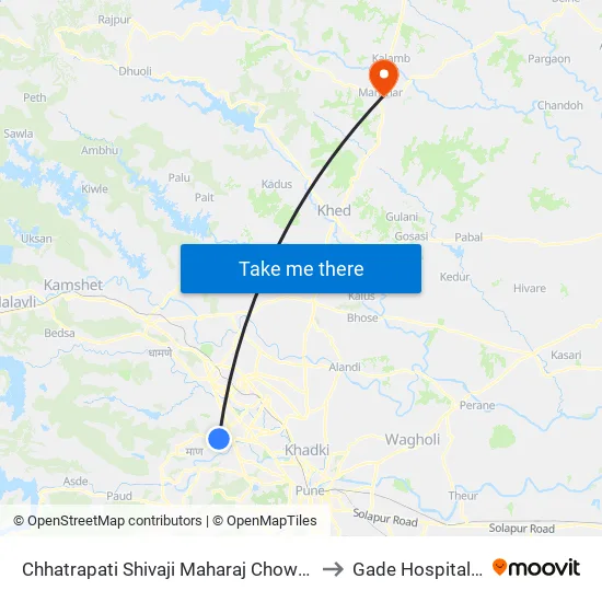 Shivaji Maharaj Chowk Hinjawadi to Gade Hospital, Pune map