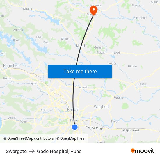 Swargate to Gade Hospital, Pune map