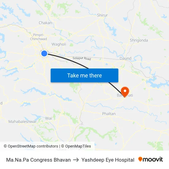 Ma.Na.Pa Congress Bhavan to Yashdeep Eye Hospital map