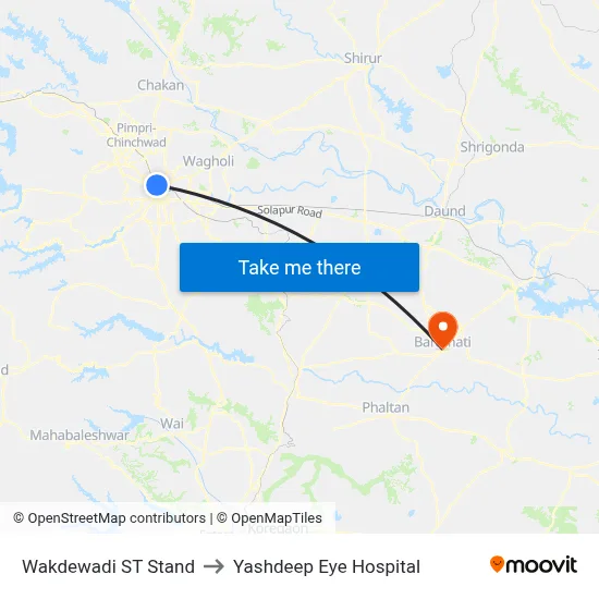 Wakdewadi ST Stand to Yashdeep Eye Hospital map