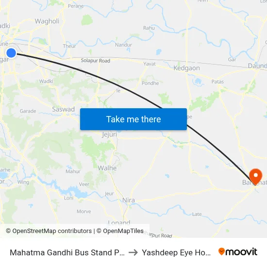 Mahatma Gandhi Bus Stand Pulgate to Yashdeep Eye Hospital map