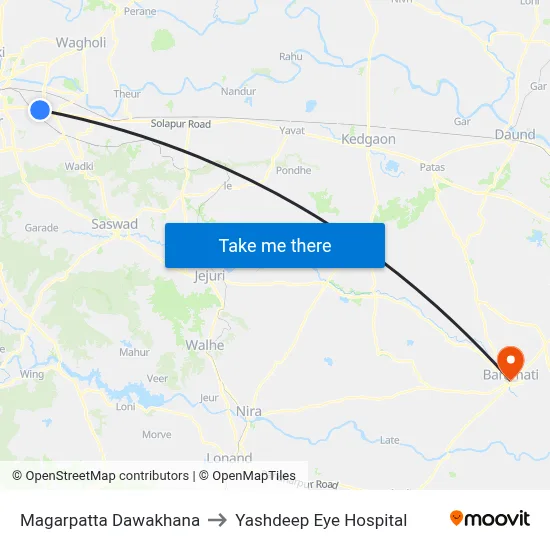 Magarpatta Dawakhana to Yashdeep Eye Hospital map