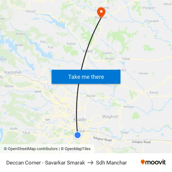 Deccan Corner to Sdh Manchar map