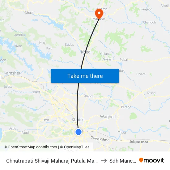 Chhatrapati Shivaji Maharaj Putala to Sdh Manchar map