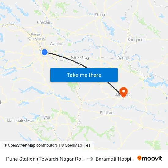 Pune Station (Towards Nagar Road) to Baramati Hospital map