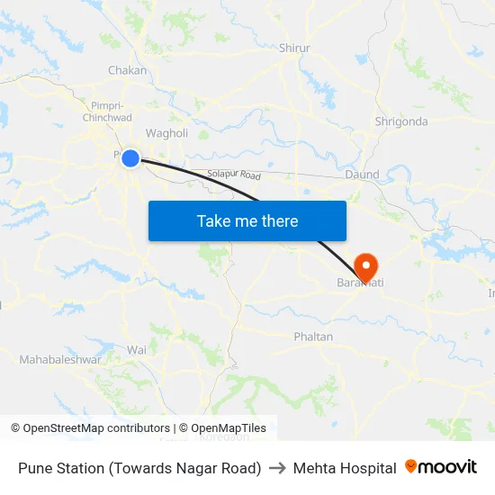 Pune Station (Towards Nagar Road) to Mehta Hospital map