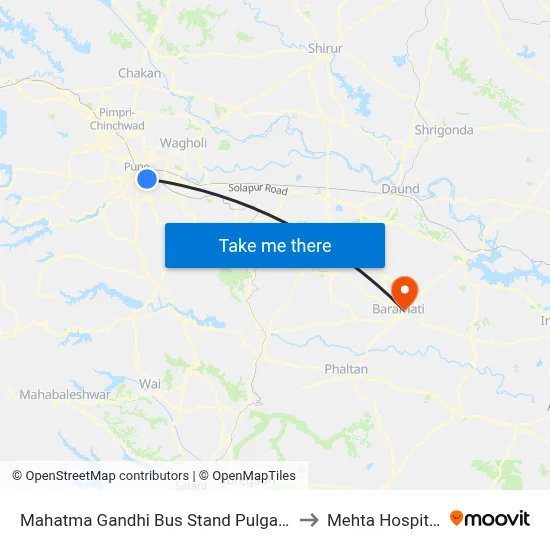 Mahatma Gandhi Bus Stand Pulgate to Mehta Hospital map