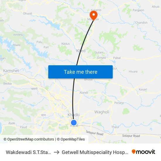 Mariaai Gate Navin ST Stand to Getwell Multispeciality Hospital map