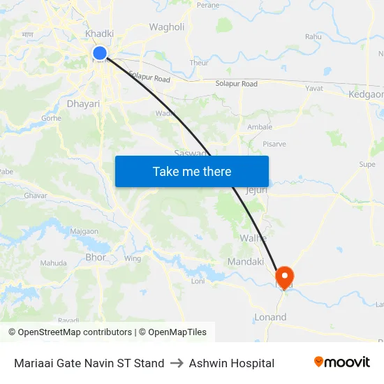 Mariaai Gate Navin ST Stand to Ashwin Hospital map