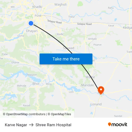 Karve Nagar to Shree Ram Hospital map