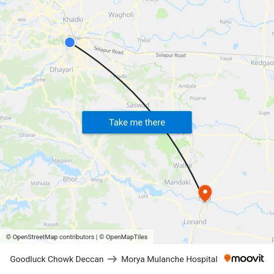 Goodluck Chowk Deccan to Morya Mulanche Hospital map
