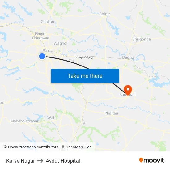 Karve Nagar to Avdut Hospital map