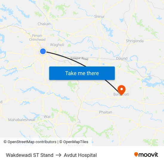 Wakdewadi ST Stand to Avdut Hospital map