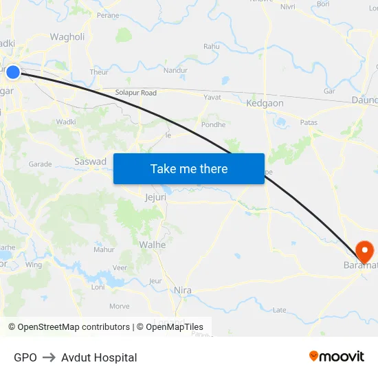 GPO to Avdut Hospital map