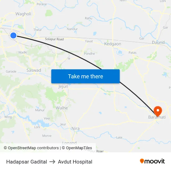 Hadapsar Gadital to Avdut Hospital map