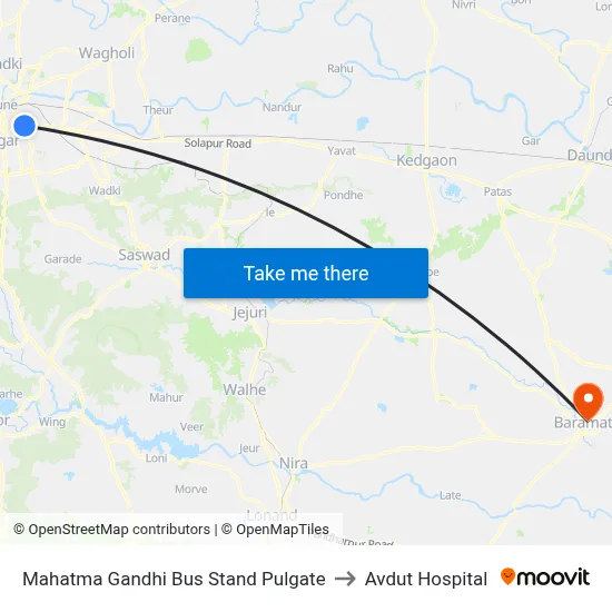 Mahatma Gandhi Bus Stand Pulgate to Avdut Hospital map