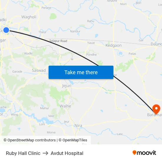 Ruby Hall Clinic to Avdut Hospital map
