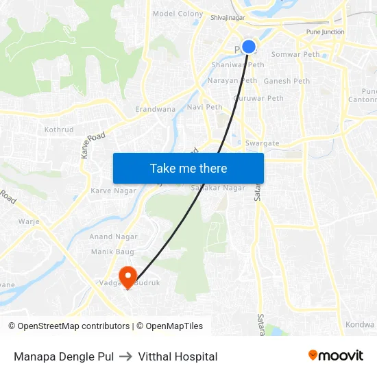 Ma.Na.Pa Dengle Pul to Vitthal Hospital map