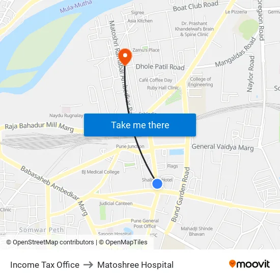 Income Tax Office to Matoshree Hospital map