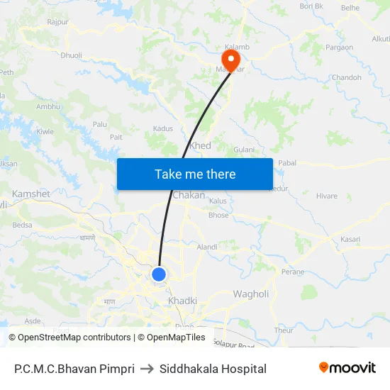 Pimpri Ma.Na.Pa Bhavan to Siddhakala Hospital map
