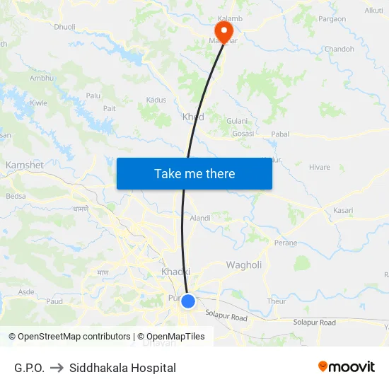 GPO to Siddhakala Hospital map