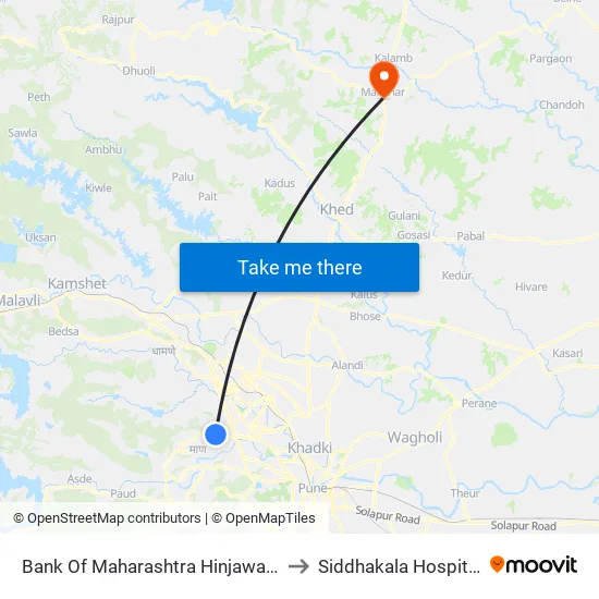 Bank Of Maharashtra Hinjawadi to Siddhakala Hospital map