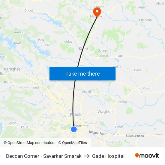 Deccan Corner to Gade Hospital map