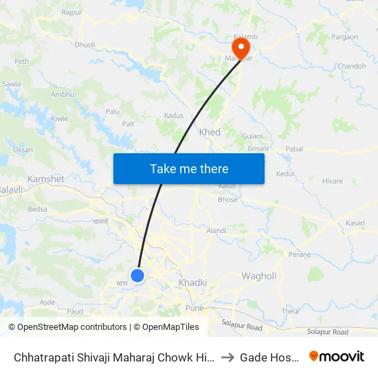 Shivaji Maharaj Chowk Hinjawadi to Gade Hospital map