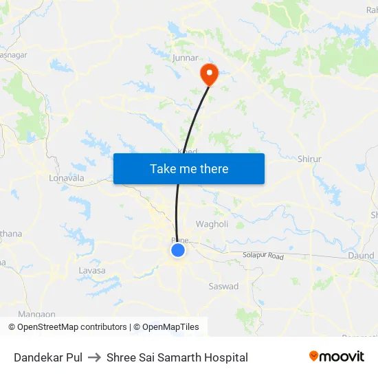 Dandekar Pul to Shree Sai Samarth Hospital map