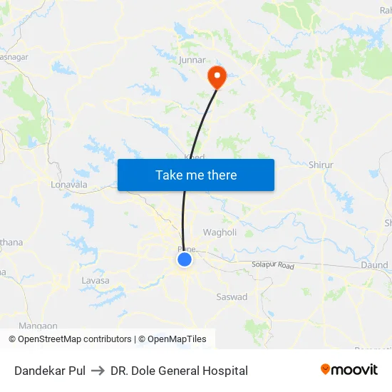 Dandekar Pul to DR. Dole General Hospital map