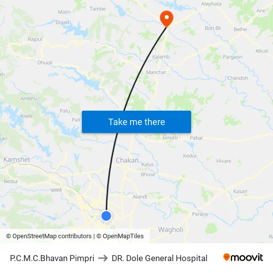 Pimpri Ma.Na.Pa Bhavan to DR. Dole General Hospital map