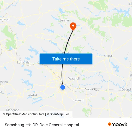 Sarasbaug to DR. Dole General Hospital map
