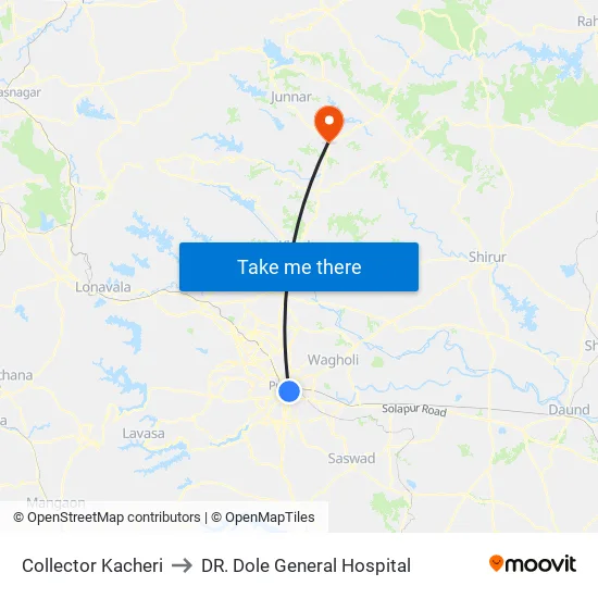 Collector Kacheri to DR. Dole General Hospital map