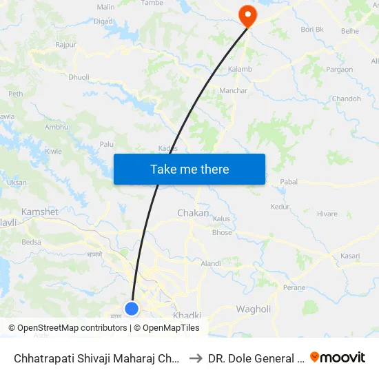 Shivaji Maharaj Chowk Hinjawadi to DR. Dole General Hospital map